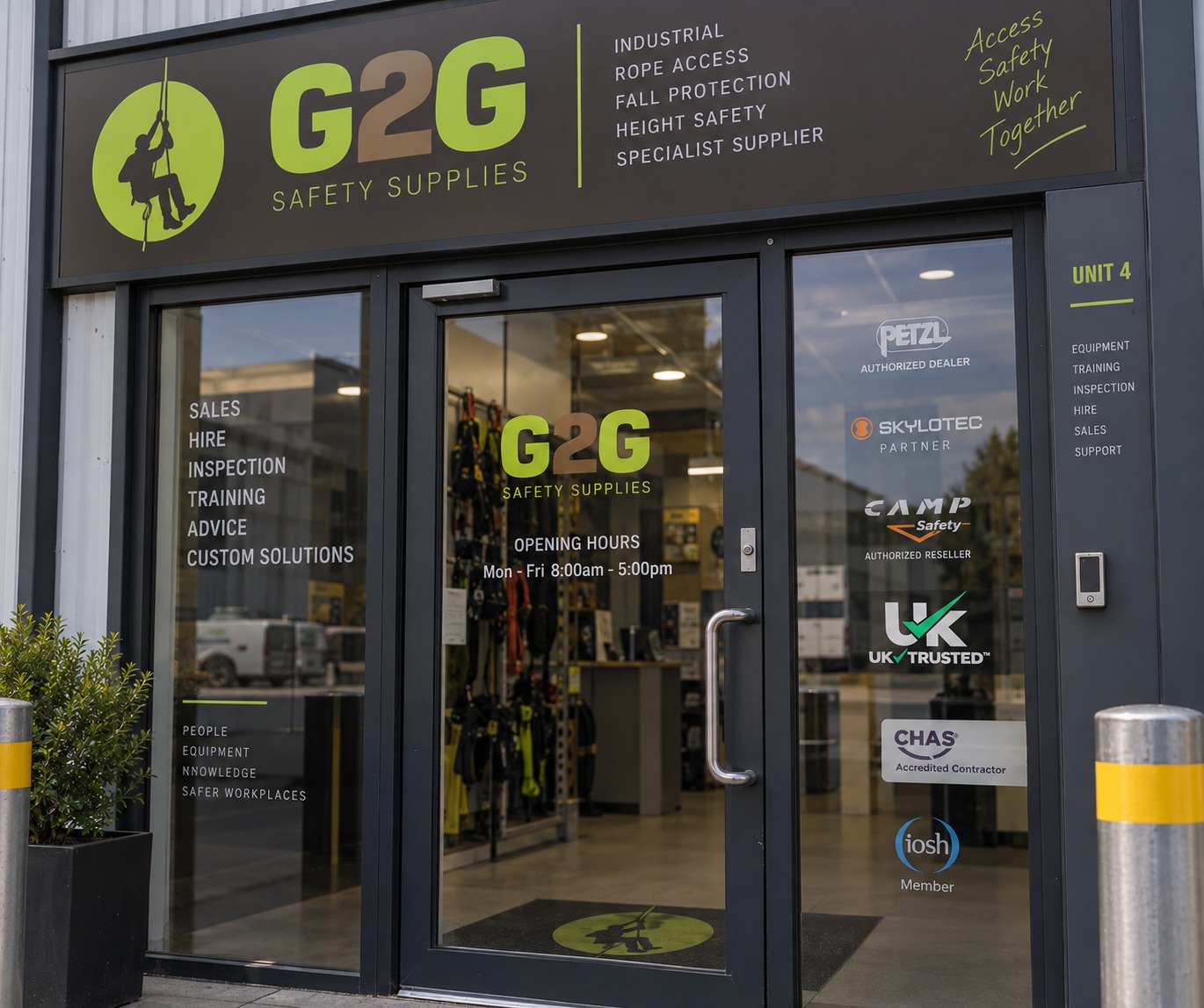 UK Trusted™ branding displayed on a safety supplies shopfront